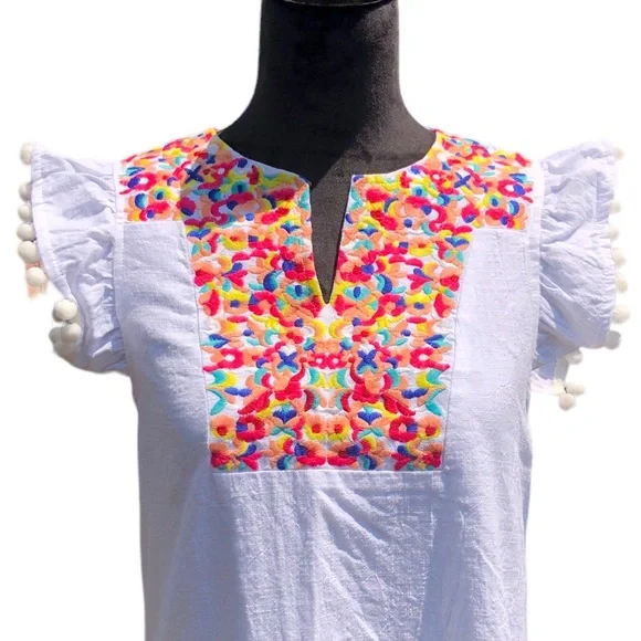 Kirundo Colorful Embroidered White Summer Dress size Small - Picture 4 of 14